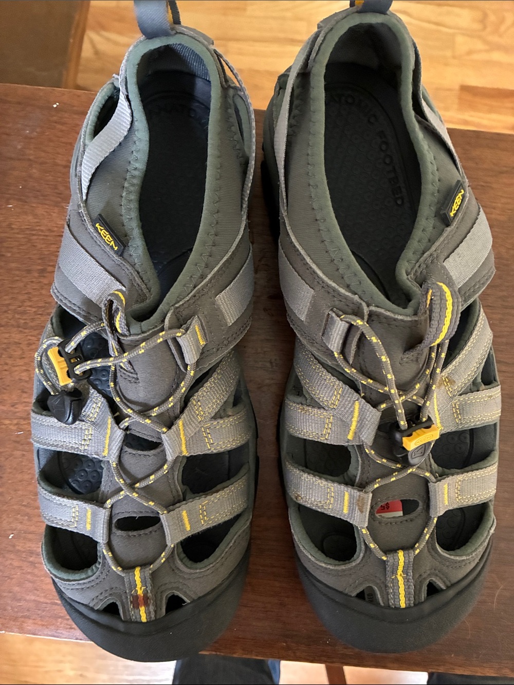 Keen Men's Gray Sandals with Yellow Accents